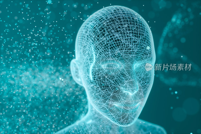虚拟科技人工智能头像背景 三维渲染
