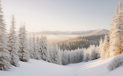 冬季森林白雪覆盖风景