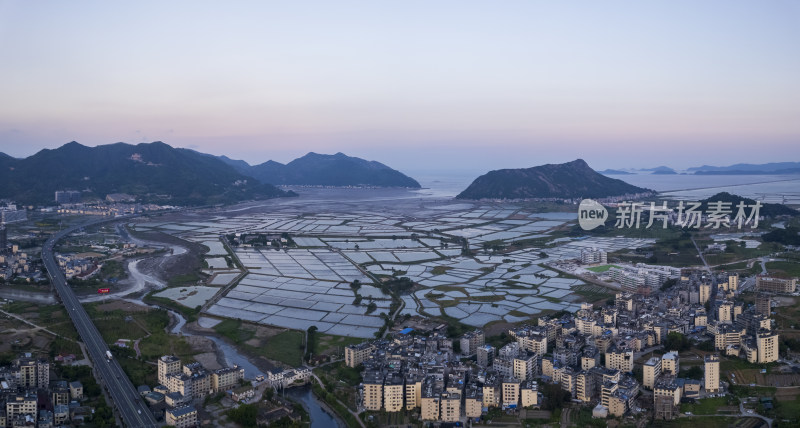 福建宁德霞浦沿海滩涂海田山水自然风光