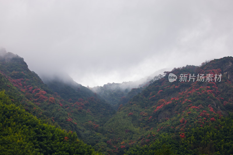 安吉山川乡船村山谷云雾秋色