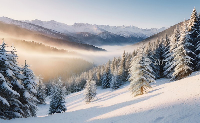 冬季森林白雪覆盖风景