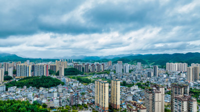 湖北恩施土家族苗族自治州利川市阴天航拍