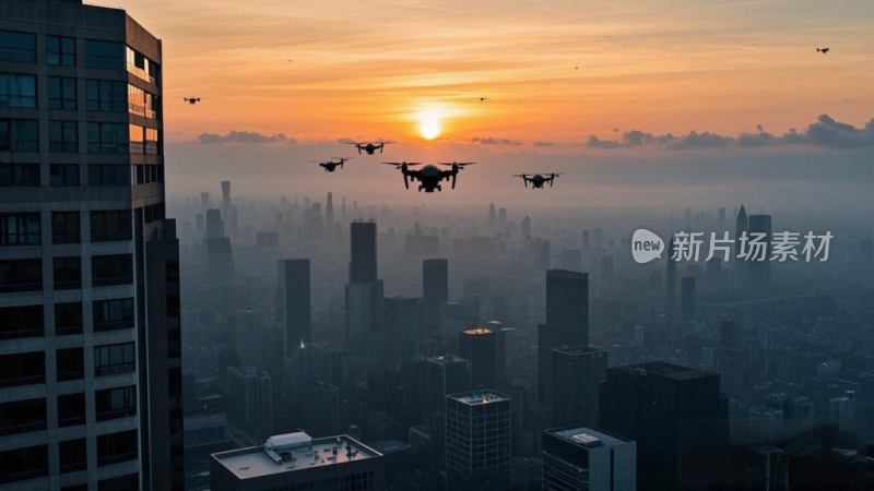 低空经济城市上空无人机送货场景