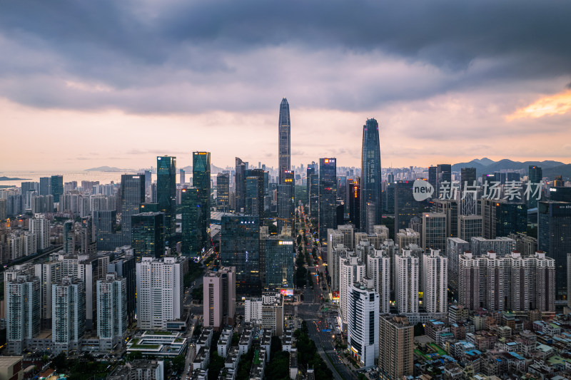 深圳福田中心区夜景航拍图