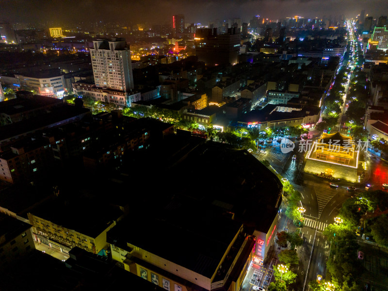 甘肃张掖夜景灯光航拍图