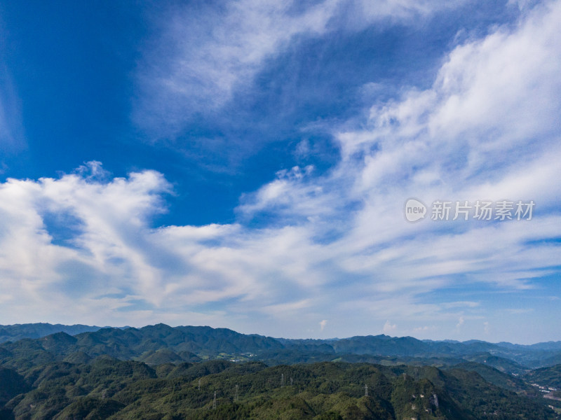 大自然山川蓝天白云天空航拍图