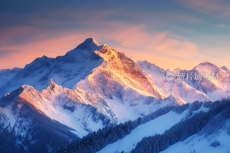 雪山风景冬天天空户外