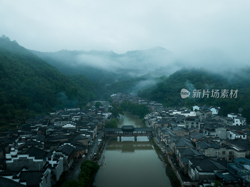 国风古建筑烟雨江南意境