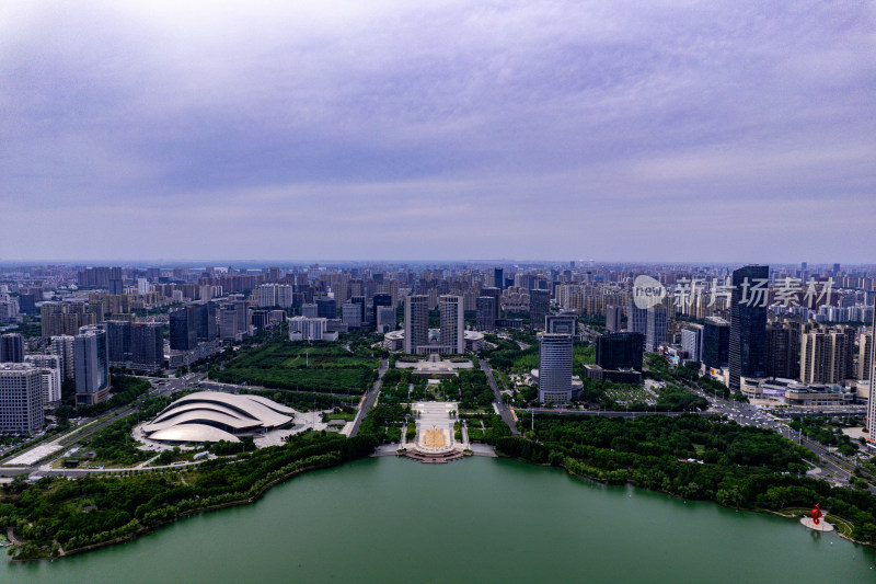 合肥淮河路步行街商业圈高楼建筑航拍图