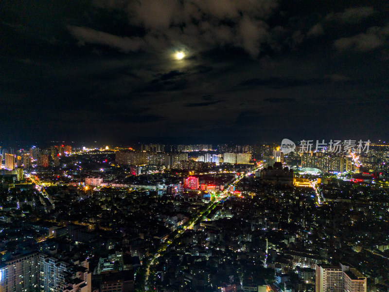 城市夜景灯光万家灯火玉林夜景航拍图