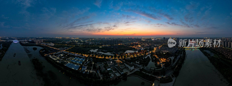 江苏宿迁城市夜景航拍全景图