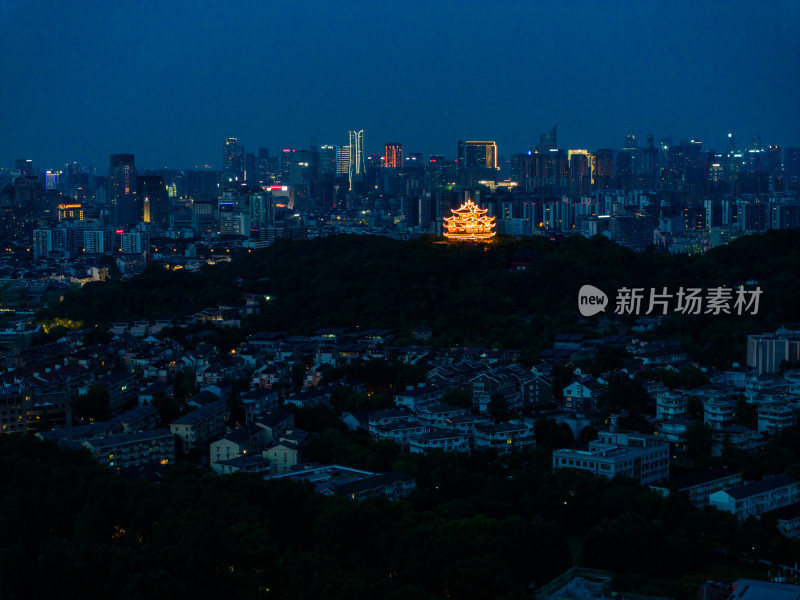 中国杭州西湖城隍阁夜景