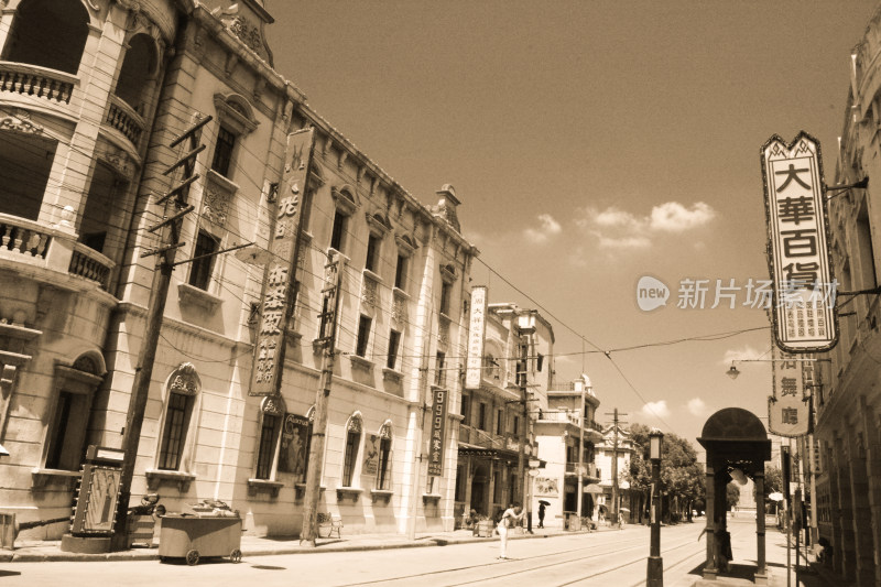 老上海街景复古照片