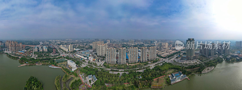 广西钦州城市航拍全景图