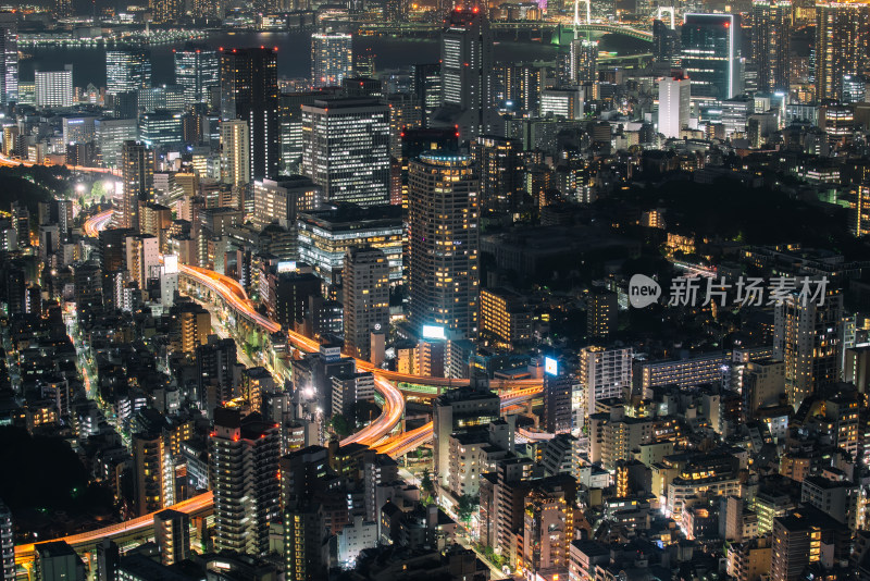 日本东京六本木之丘俯瞰东京市夜晚全景