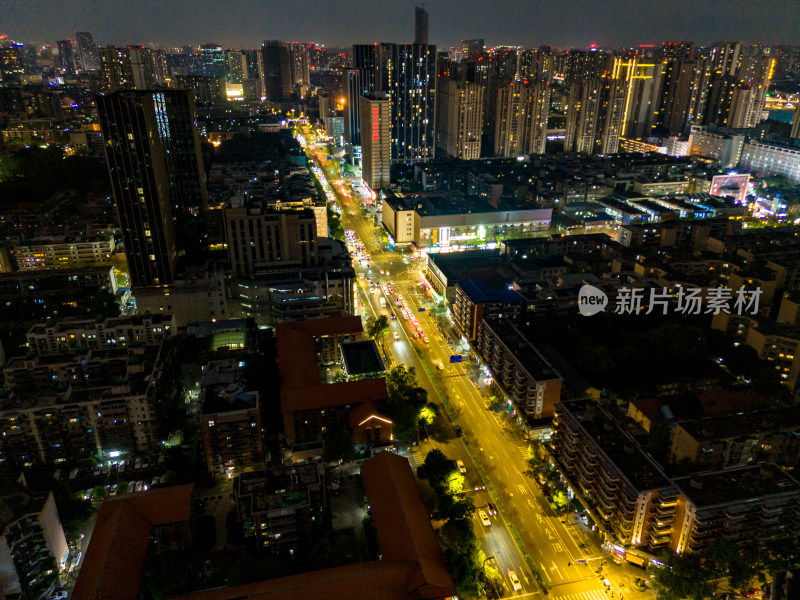 成都夜景交通航拍图