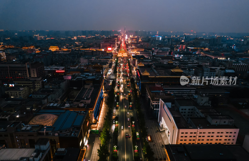 陕西西安钟楼夜景风光