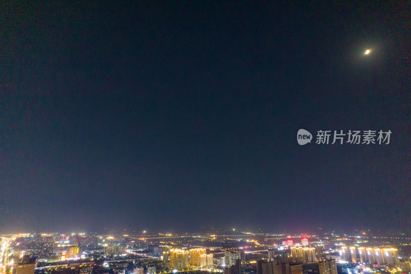 河南商丘城市夜景航拍图