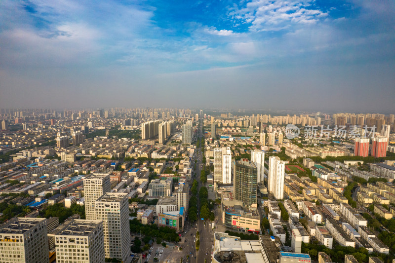 山东济宁城市建设天际线航拍摄影图