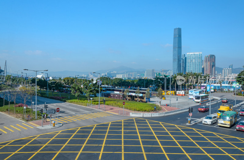 香港中环CBD城市道路与商业繁华景观