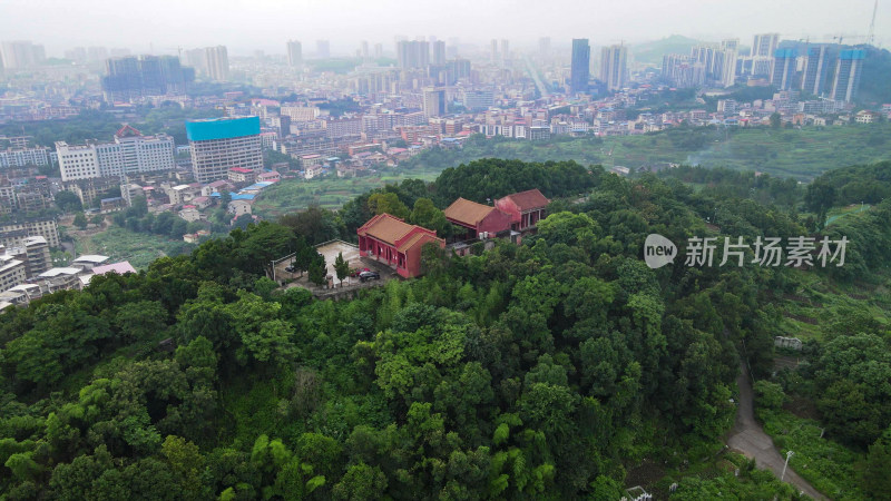 航拍湖南邵阳玉清宫古建筑