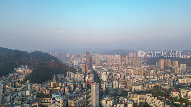 航拍贵州遵义红花岗区城市建设