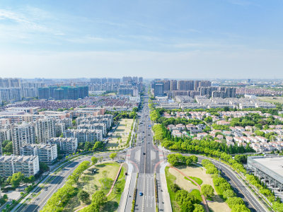 航拍昆山城市风光建筑大景