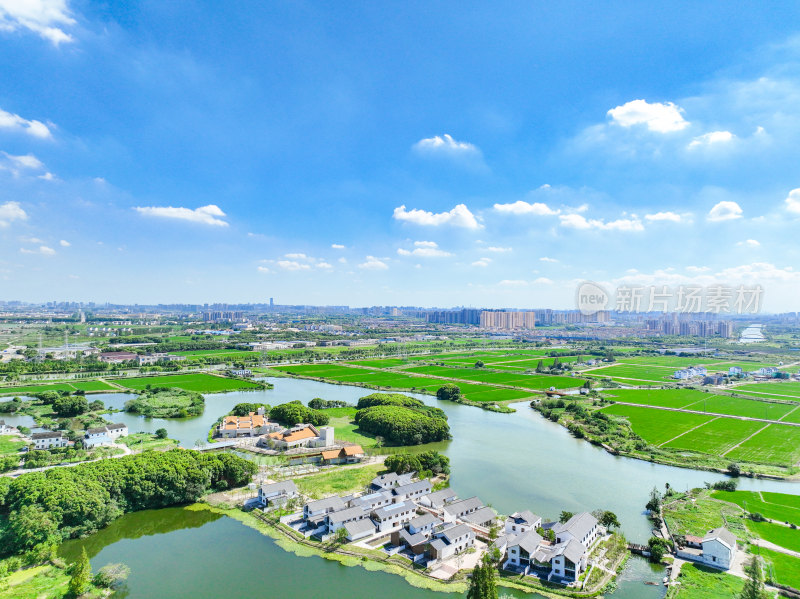 航拍江苏省苏州市田园乡村风光大景