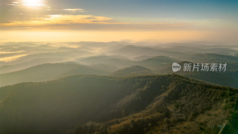 航拍山川清晨云海云雾风景