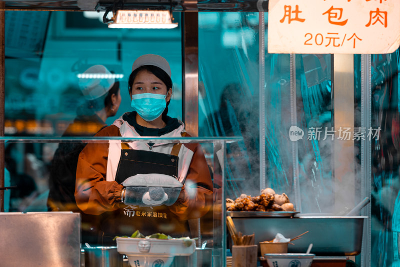 夜市小吃美食人群叫卖