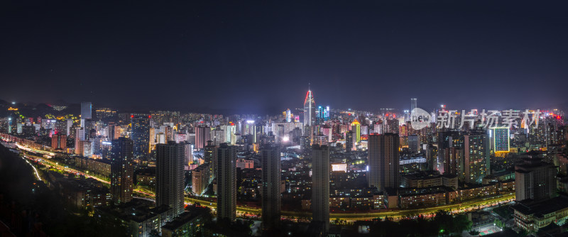 甘肃兰州夏天城市繁华夜晚全景风光