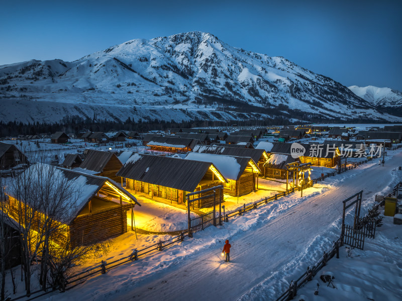 新疆北疆阿勒泰喀纳斯冬季雪景童话世界航拍