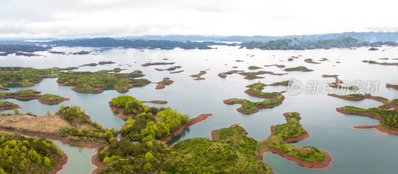 浙江千岛湖景区晨曦航拍