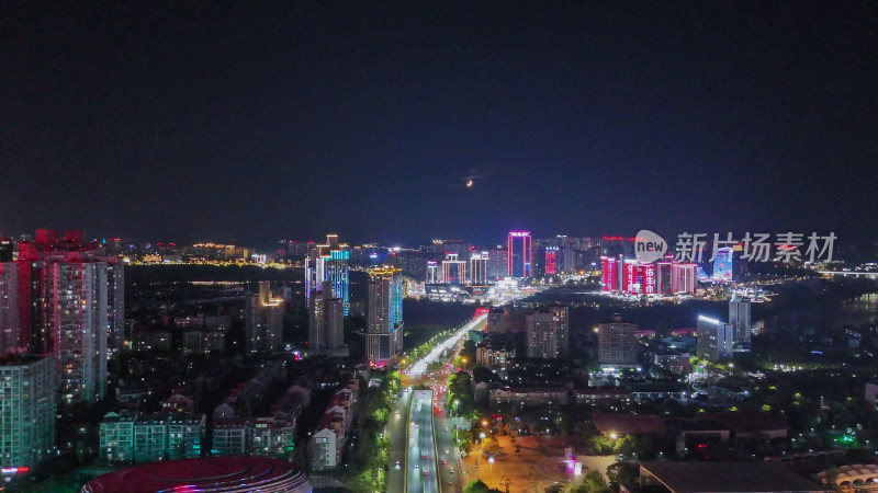 航拍四川泸州夜景泸州一环路夜景摄影图