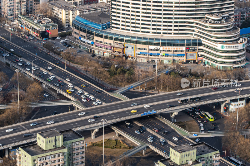 北京航天桥城市车流道路建筑群
