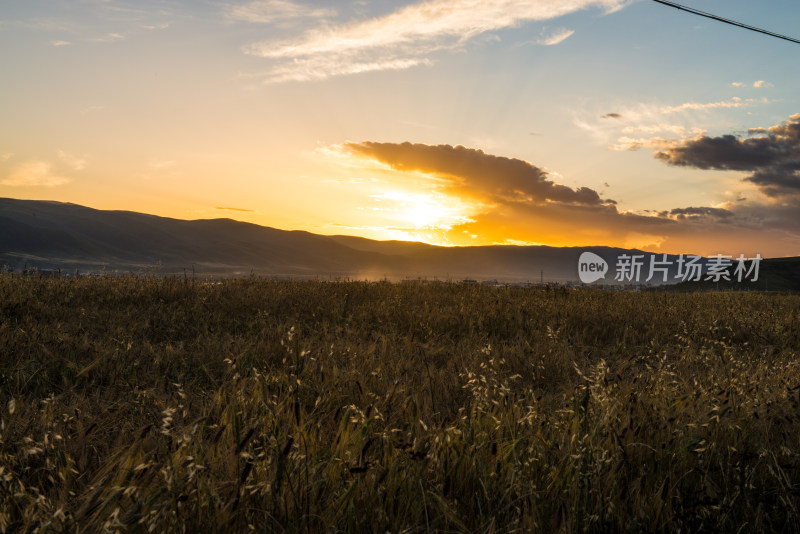 阿坝县城日落