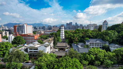 福建福州定光寺定光塔地标建筑白塔航拍