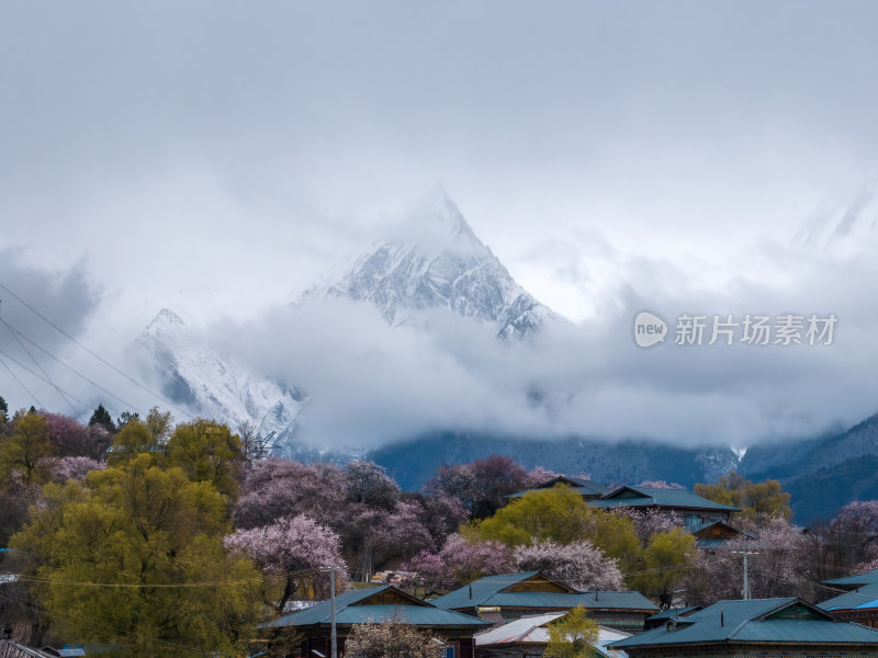 西藏林芝地区藏王故里桃花沟高空航拍