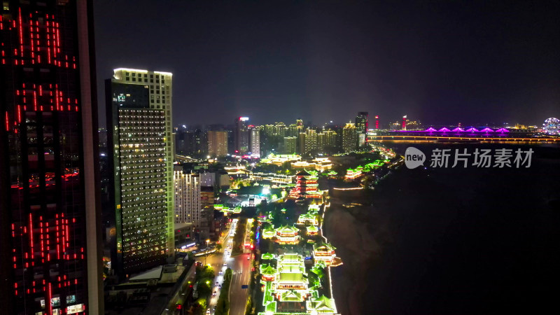 江西南昌城市夜景灯光航拍图