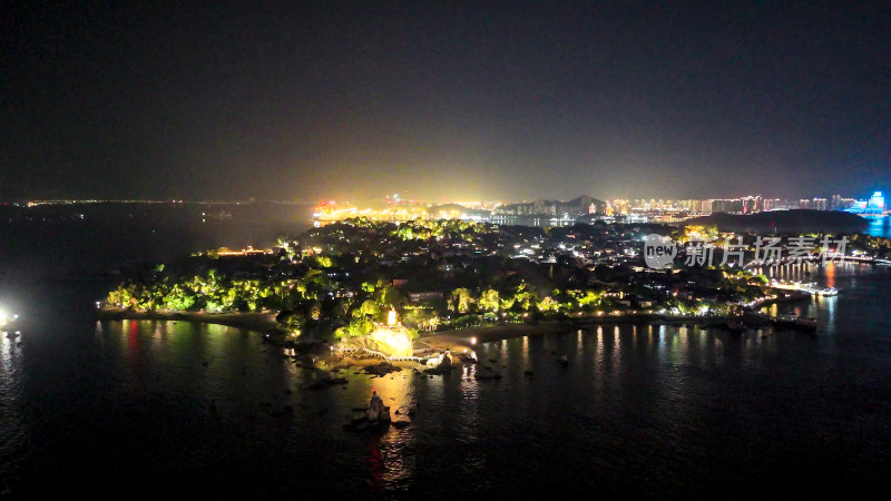 福建厦门城市夜景灯光航拍