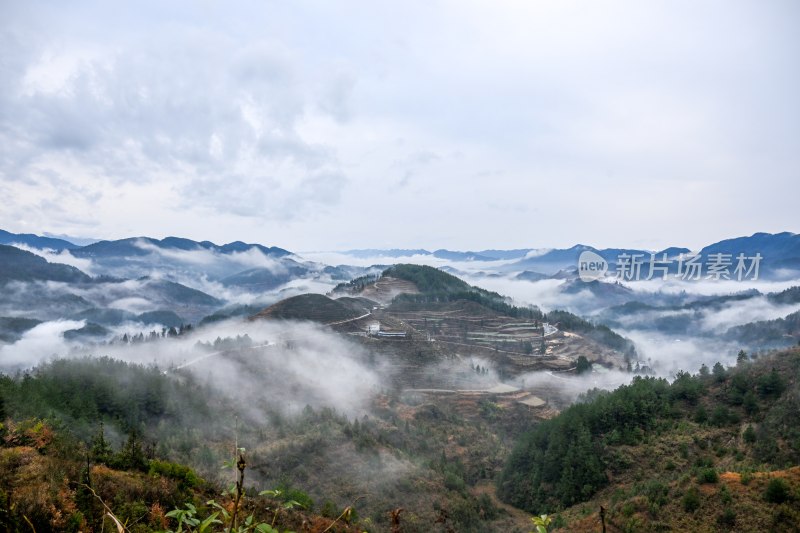 重庆酉阳：雾气中的山村田园