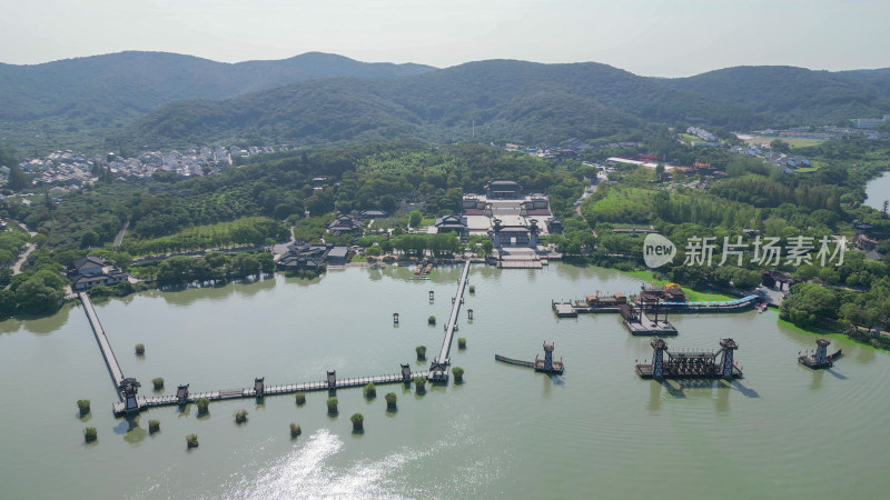 航拍江苏无锡三国水浒景区5A景区