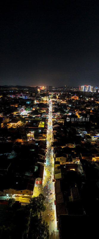 泉州古城开元寺古西街夜景航拍全景图