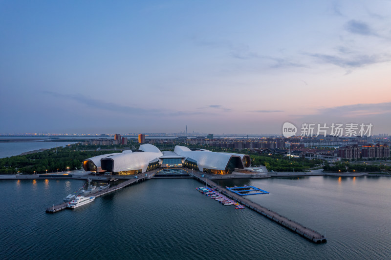 天津生态城南湾国家海洋博物馆城市风光航拍