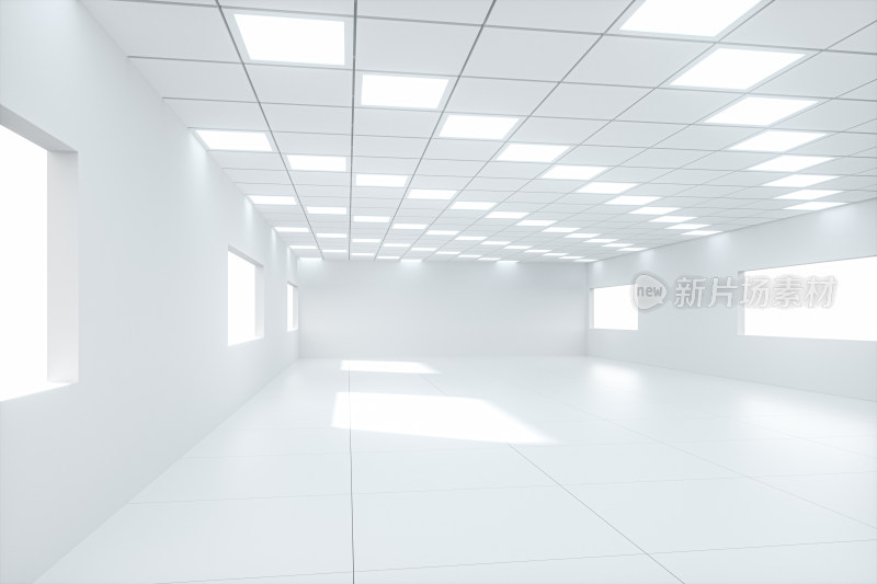 纯白色概念室内空间背景 三维渲染