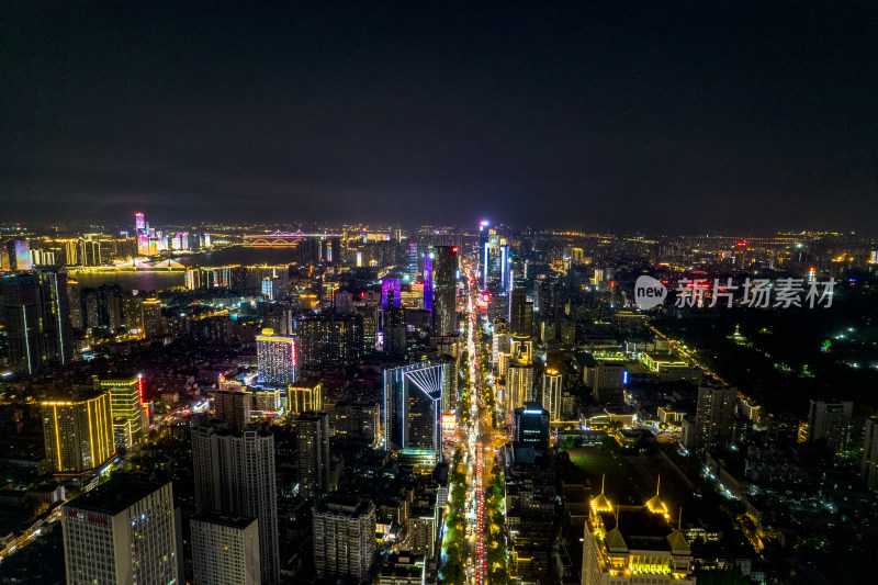 中国星城长沙城市夜景航拍摄影图