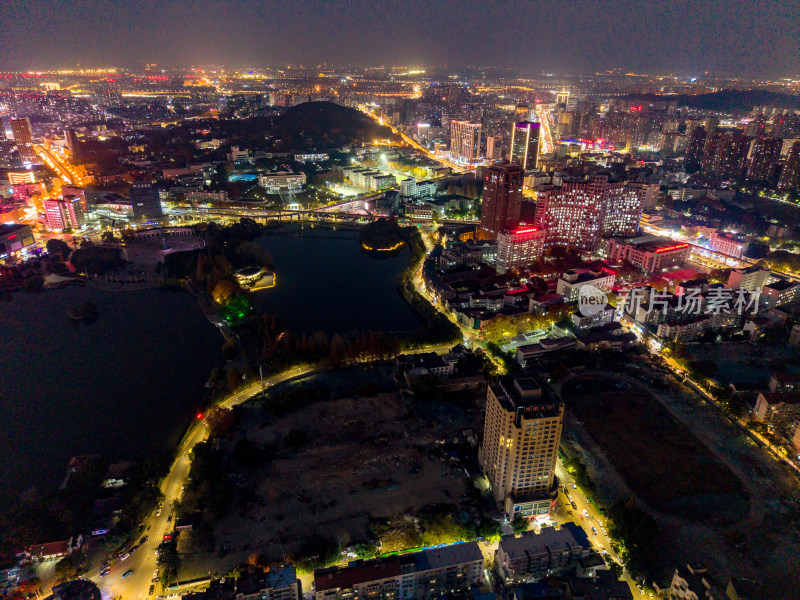 芜湖城市夜景灯光航拍图