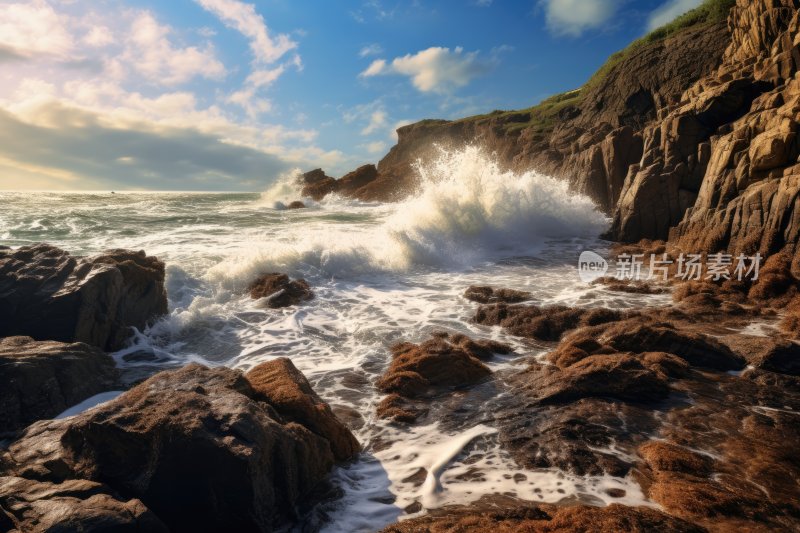 海浪大海冲击力的画面