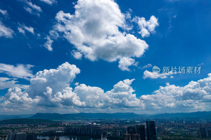 福建福州城市蓝天白云航拍摄影图