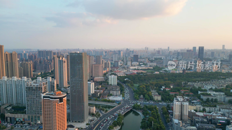 航拍安徽合肥大景城市天际线